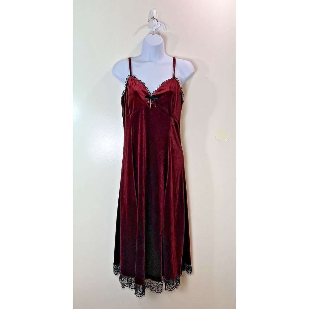 Cosmic Aura Hot Topic Womens Velvet Slip Dress S Romantic Goth Grunge Witchy Y2K
